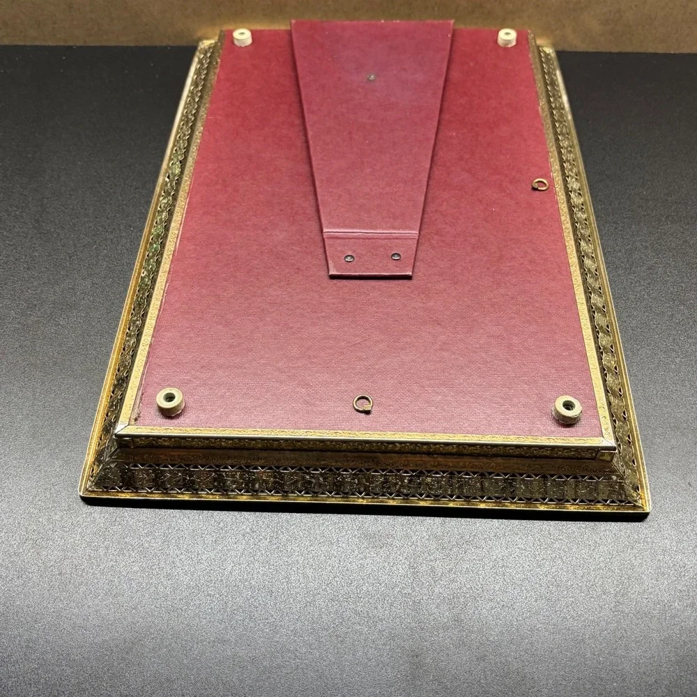 Vintage Gold Toned Vanity Dresser Tray or Mirror Frame with ornate border 15